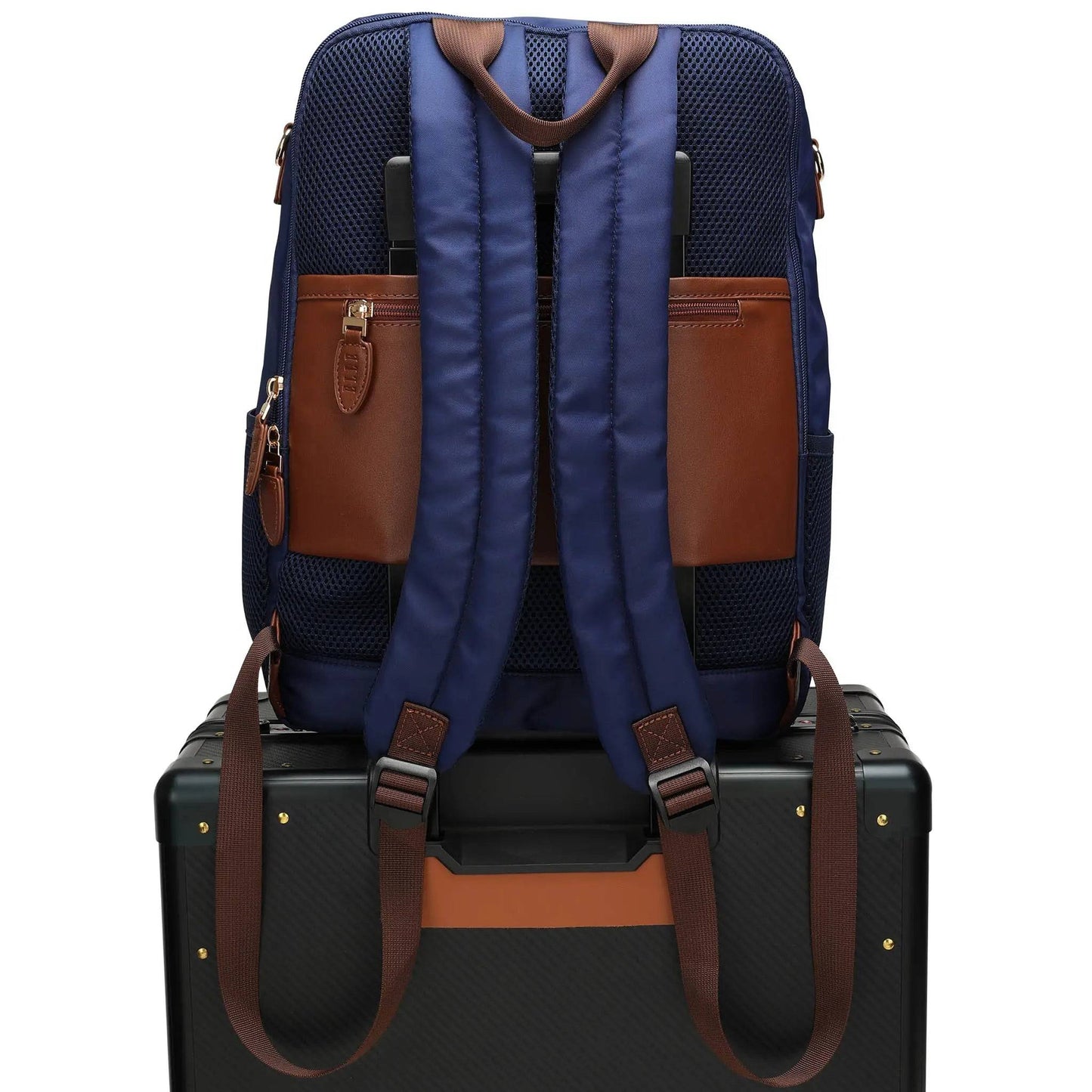 ELLE Luxe Journey 18L Twill and Vegan Leather Backpack - Stiles Supply Co.