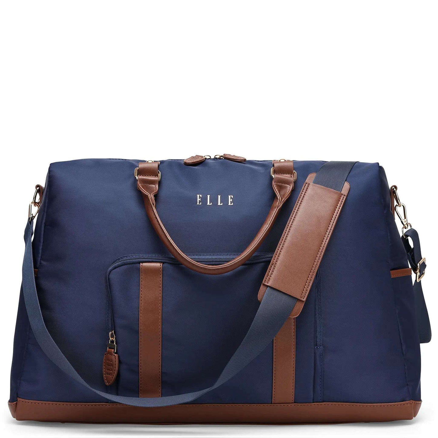 ELLE Luxe Journey 30L Twill and Vegan Leather Weekender Duffel Bag - Stiles Supply Co.
