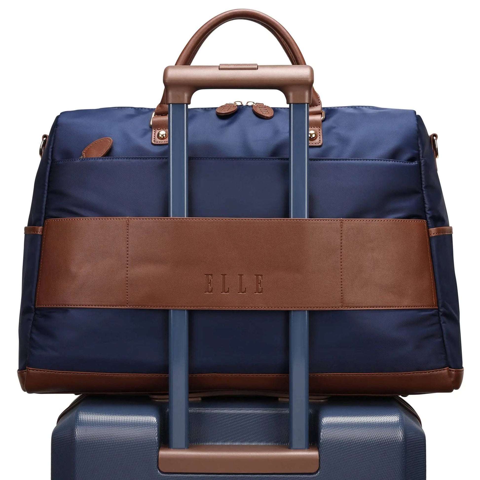 ELLE Luxe Journey 30L Twill and Vegan Leather Weekender Duffel Bag - Stiles Supply Co.