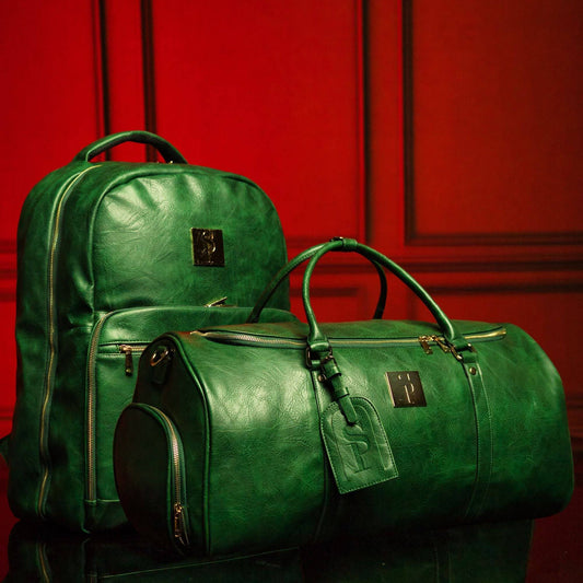 Sole Premise Emerald Green Leather 2 Sneaker Bag Set