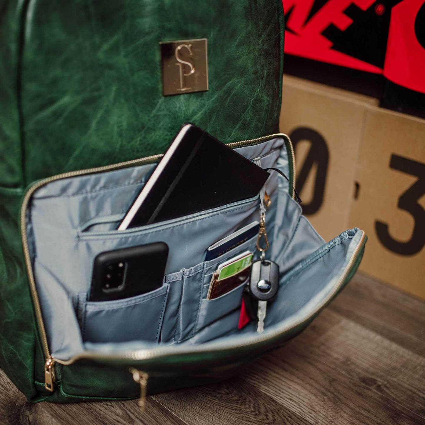 Sole Premise Emerald Green Leather Commuter Sneaker Bag (XL)