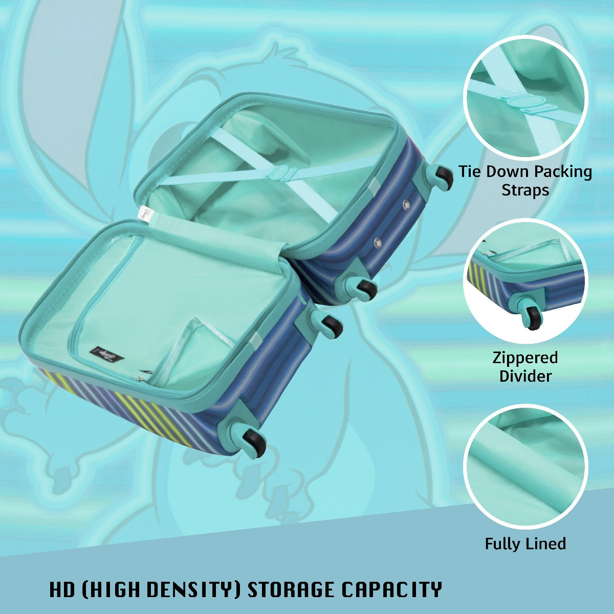 Disney Ful Stitch Neon Stripe Kids 21" Luggage - Stiles Supply Co.