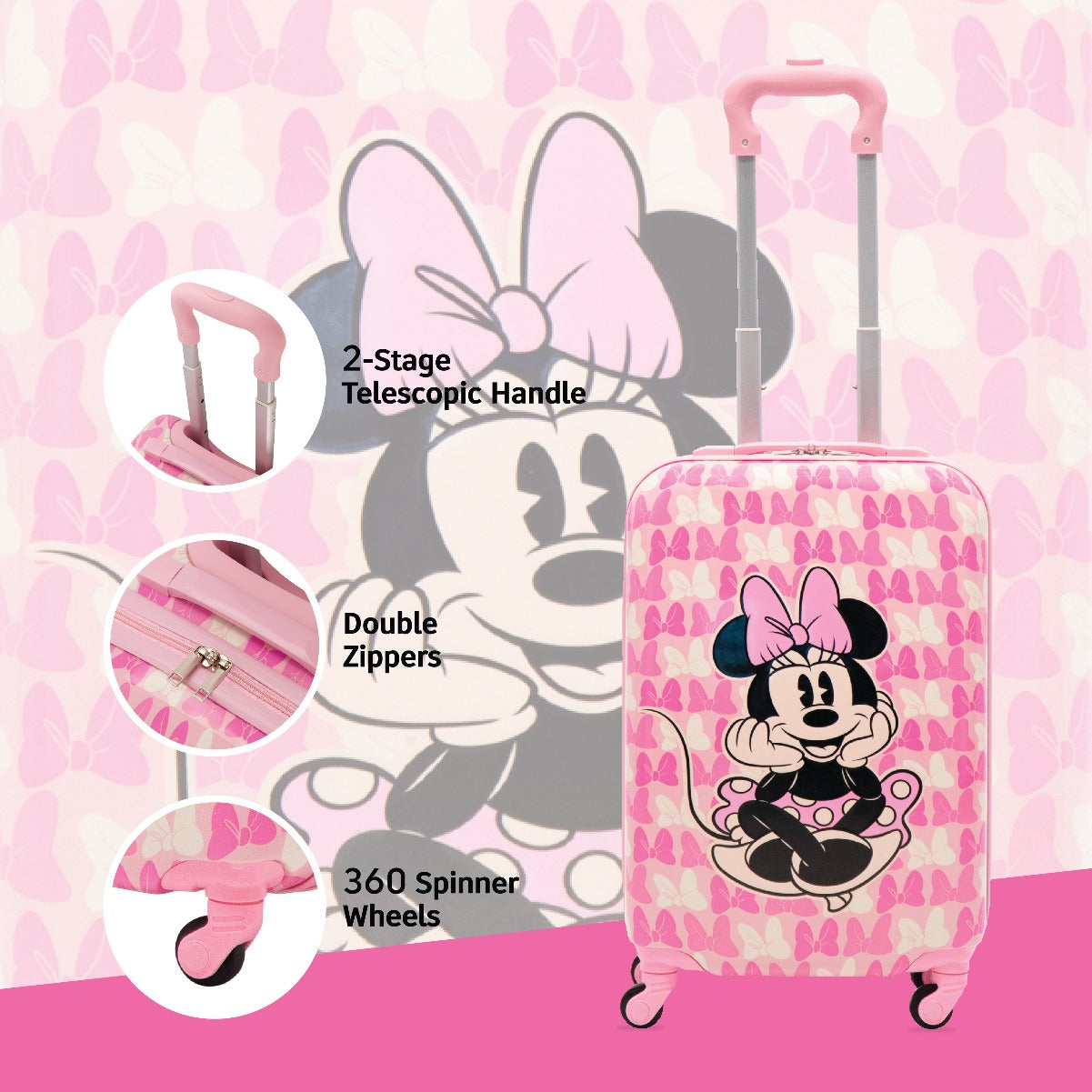 Disney Ful Minnie Mouse Bows Print Kids 20.5" luggage - Stiles Supply Co.