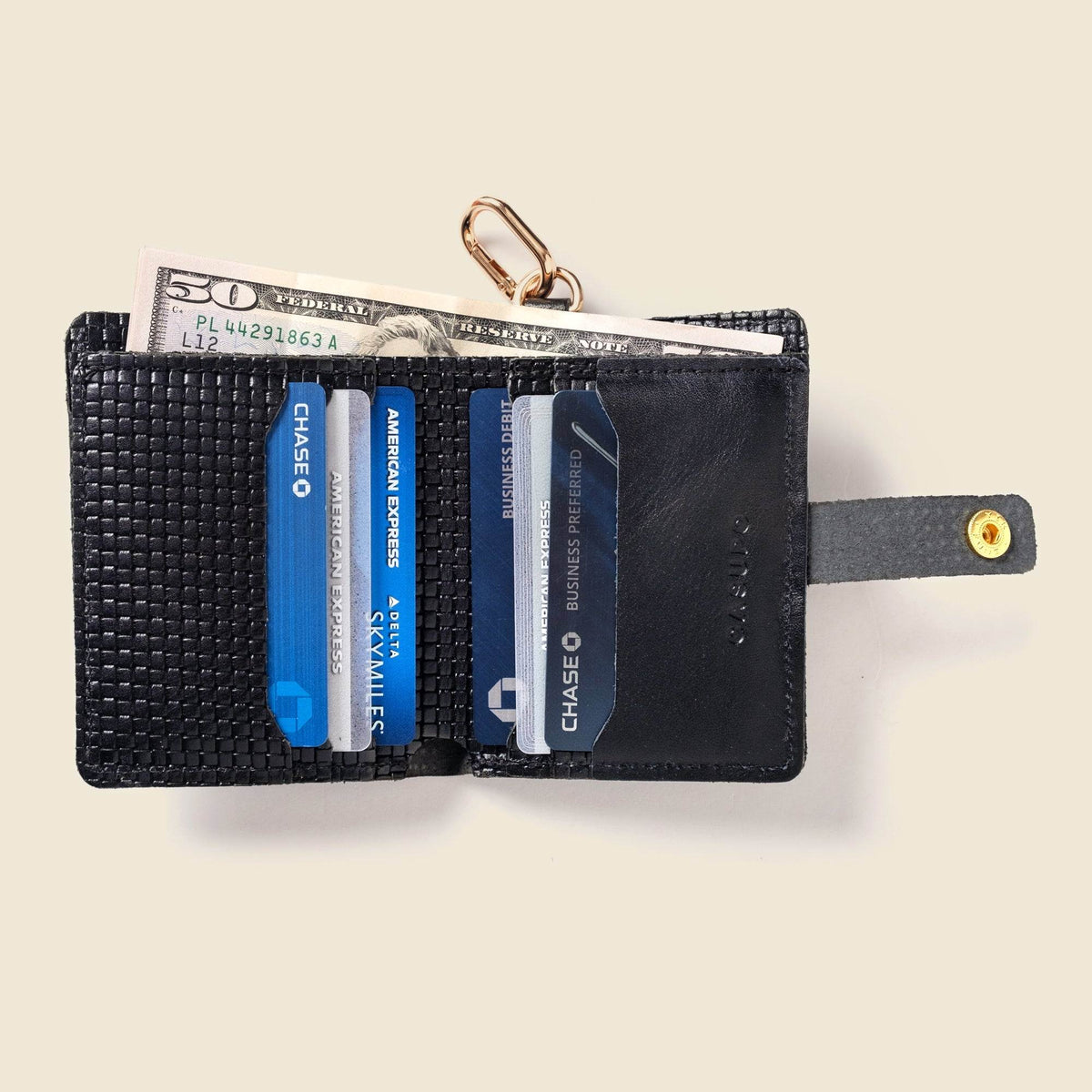 CASUPO Wallet with Snap and Key Ring - Black Limited Edition