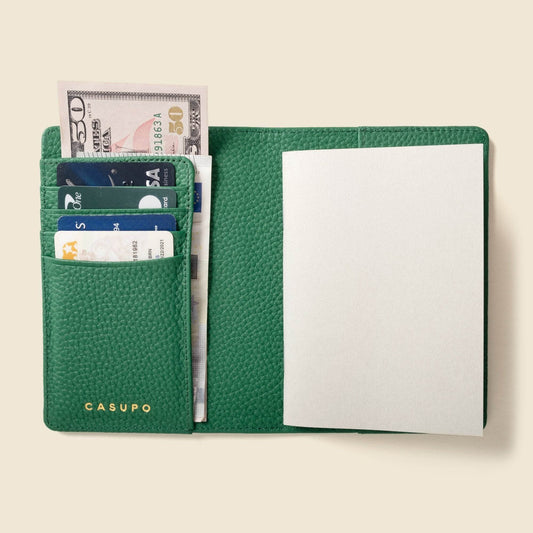 CASUPO Leather Passport Wallet with RFID - Green