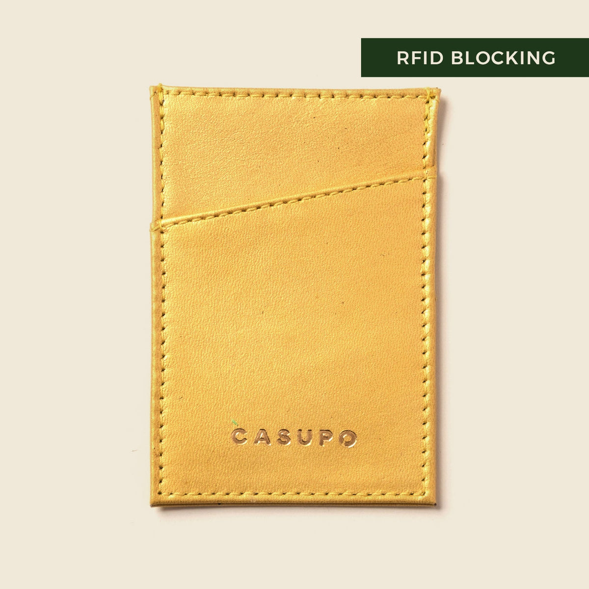 CASUPO Minimalist Wallet With RFID Protection - Metallic Yellow