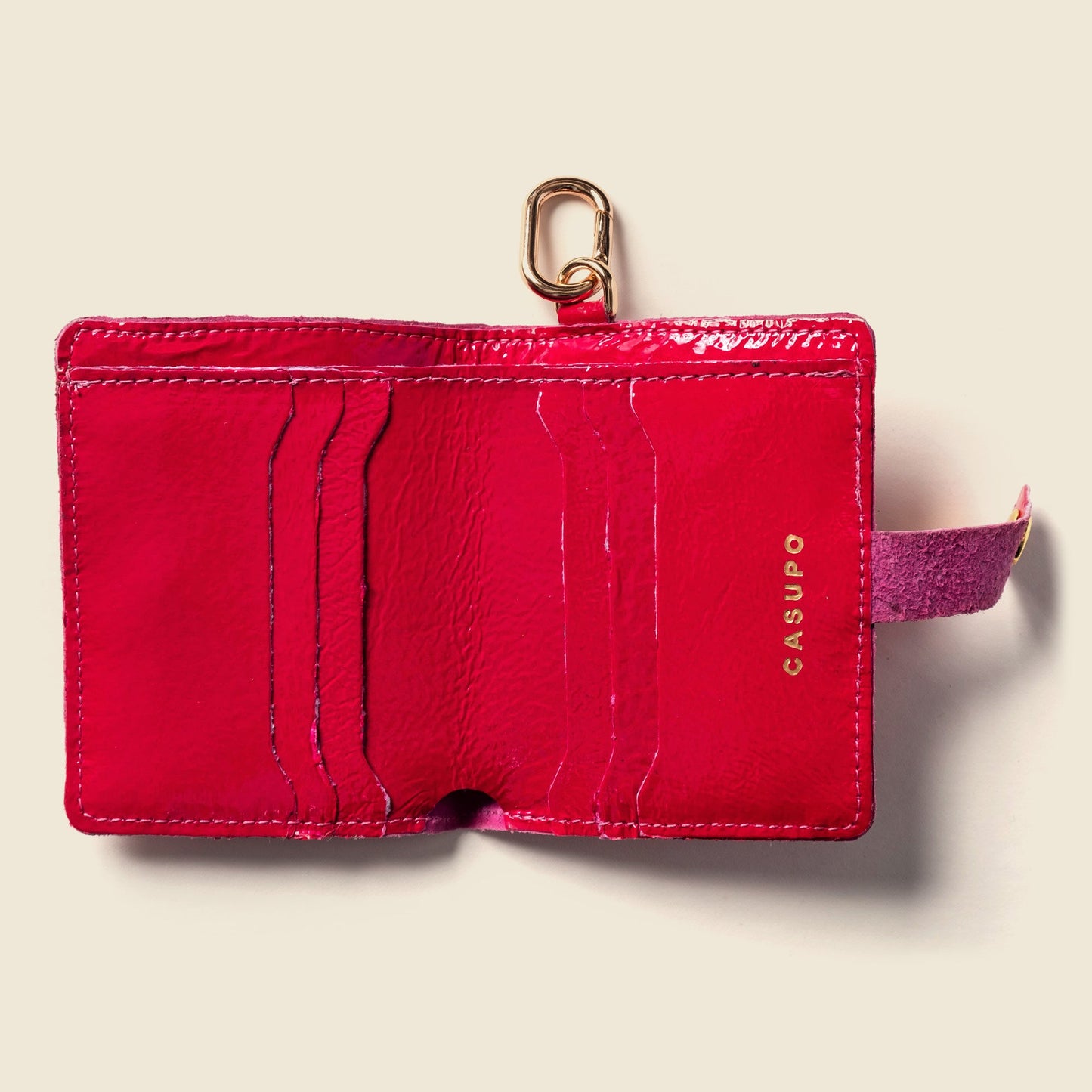 CASUPO Wallet with Snap and Key Ring - Hot Pink