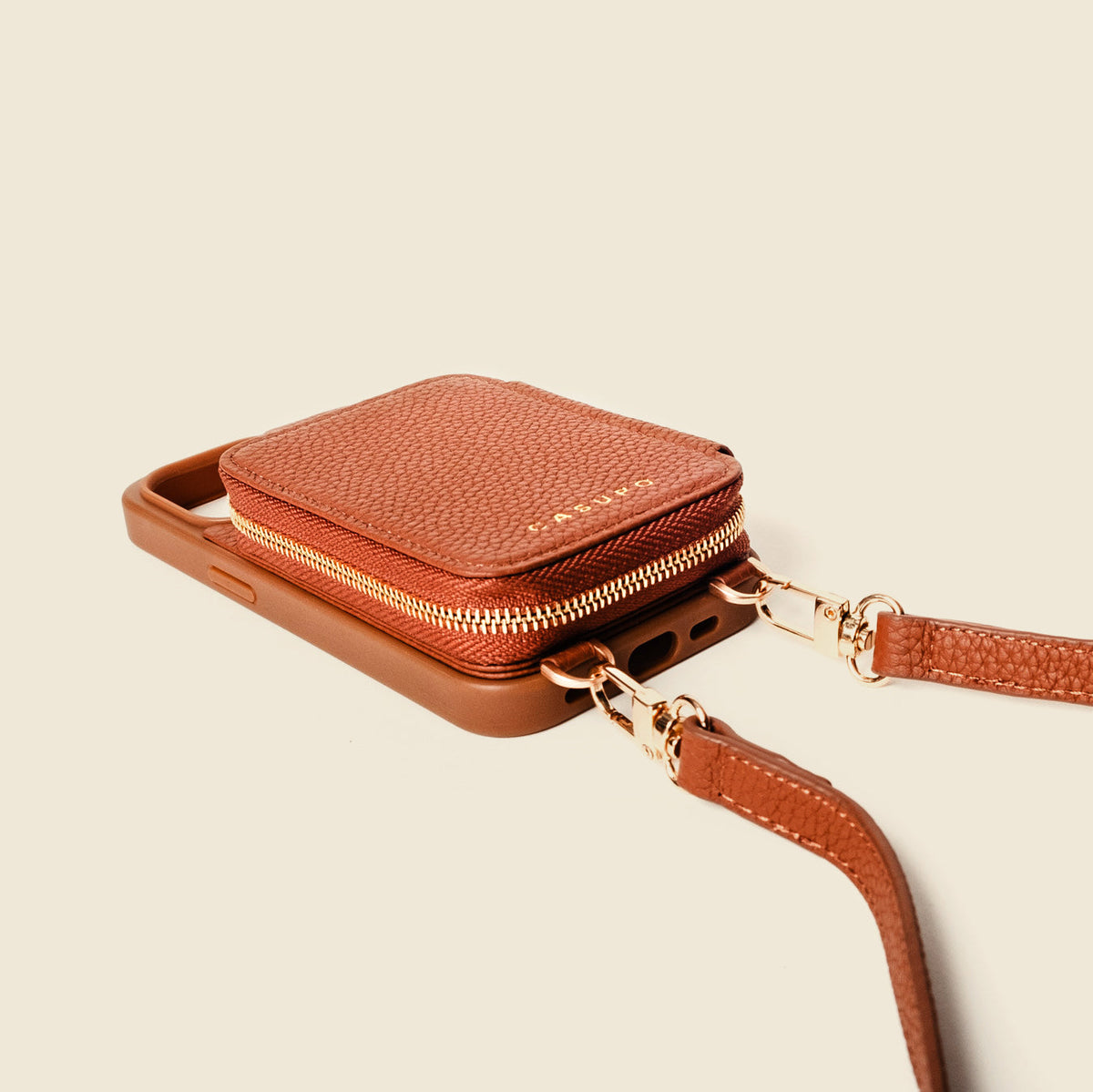 CASUPO iPhone Case and Wallet with Long Strap - Tan