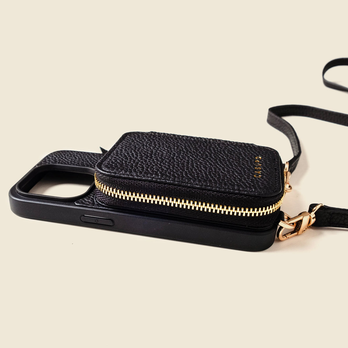 CASUPO iPhone Case and Wallet with Long Strap - Black