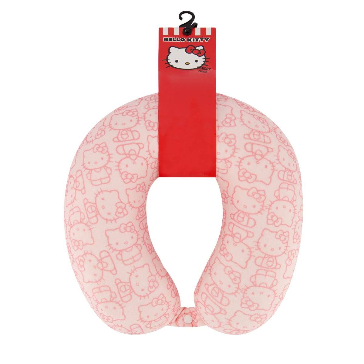 Hello Kitty All-over Memory Foam Travel Neck Pillow, Pink - Stiles Supply Co.