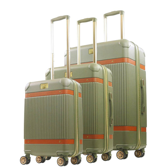 Tommy Bahama 3-Piece Green Hard-Sided Luggage Set stripes - Stiles Supply Co.