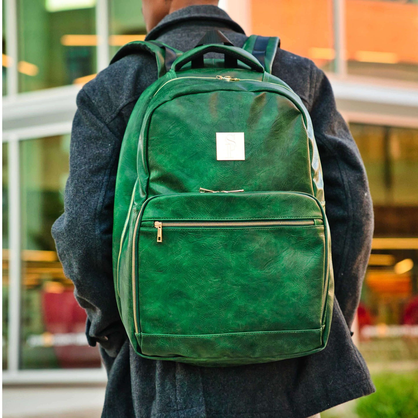 Sole Premise Emerald Green Leather 2 Sneaker Bag Set