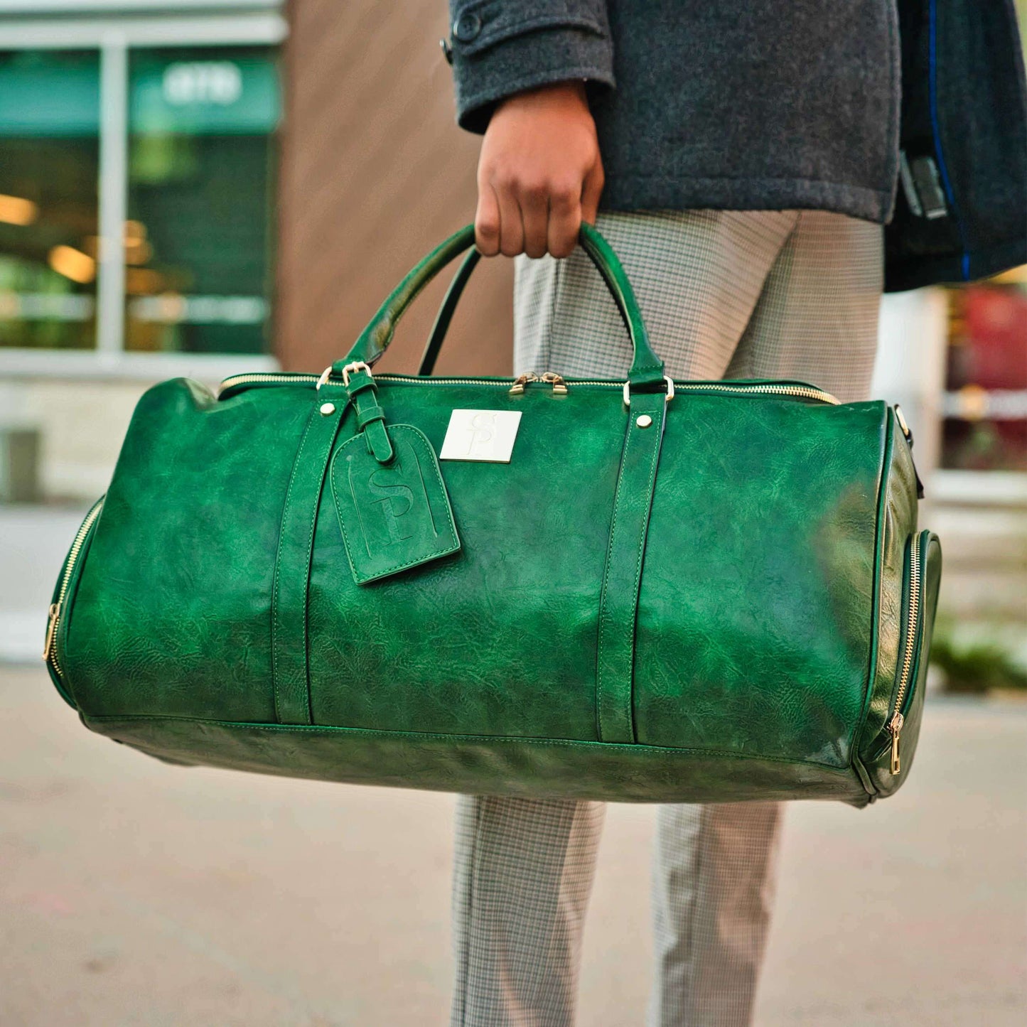 Sole Premise Emerald Green Leather 2 Sneaker Bag Set