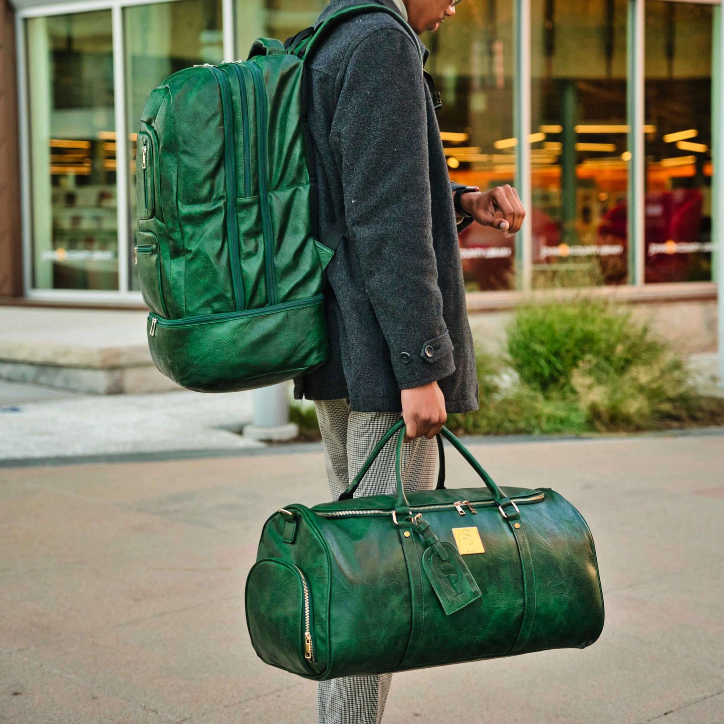 Sole Premise Emerald Green Leather Sneaker Duffle Bag