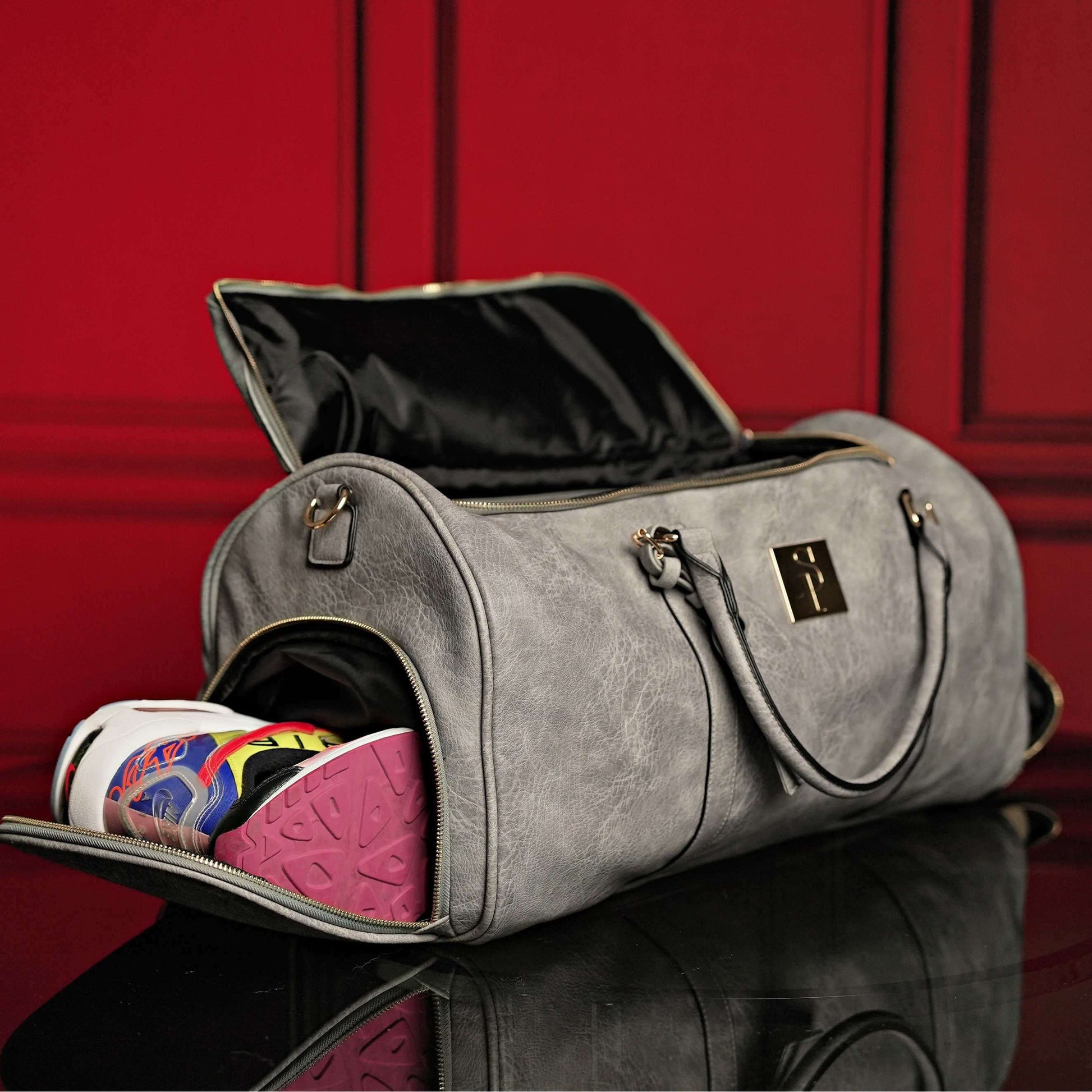 Sole Premise Grey Tumbled Leather Duffle Bag