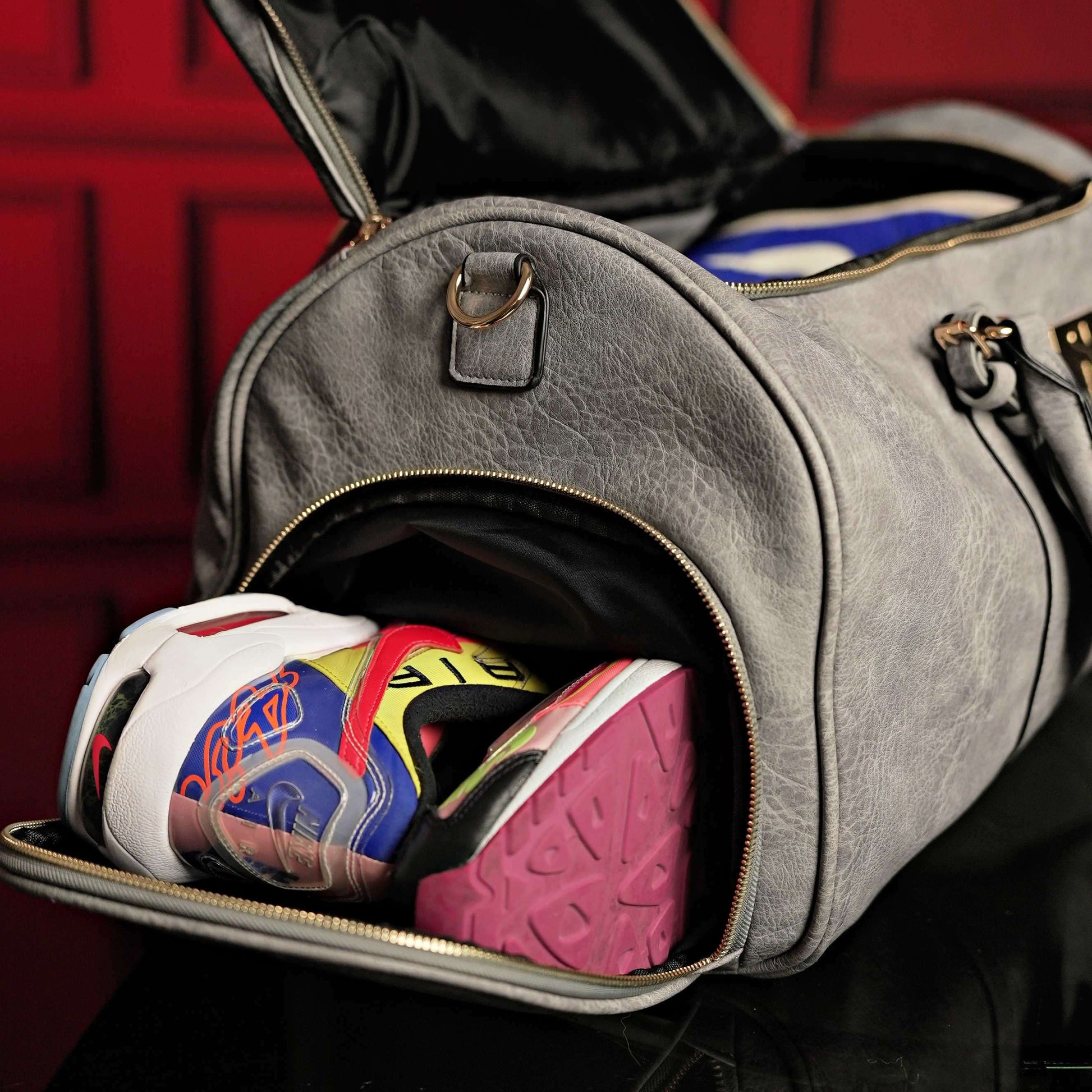 Sole Premise Grey Tumbled Leather Duffle Bag