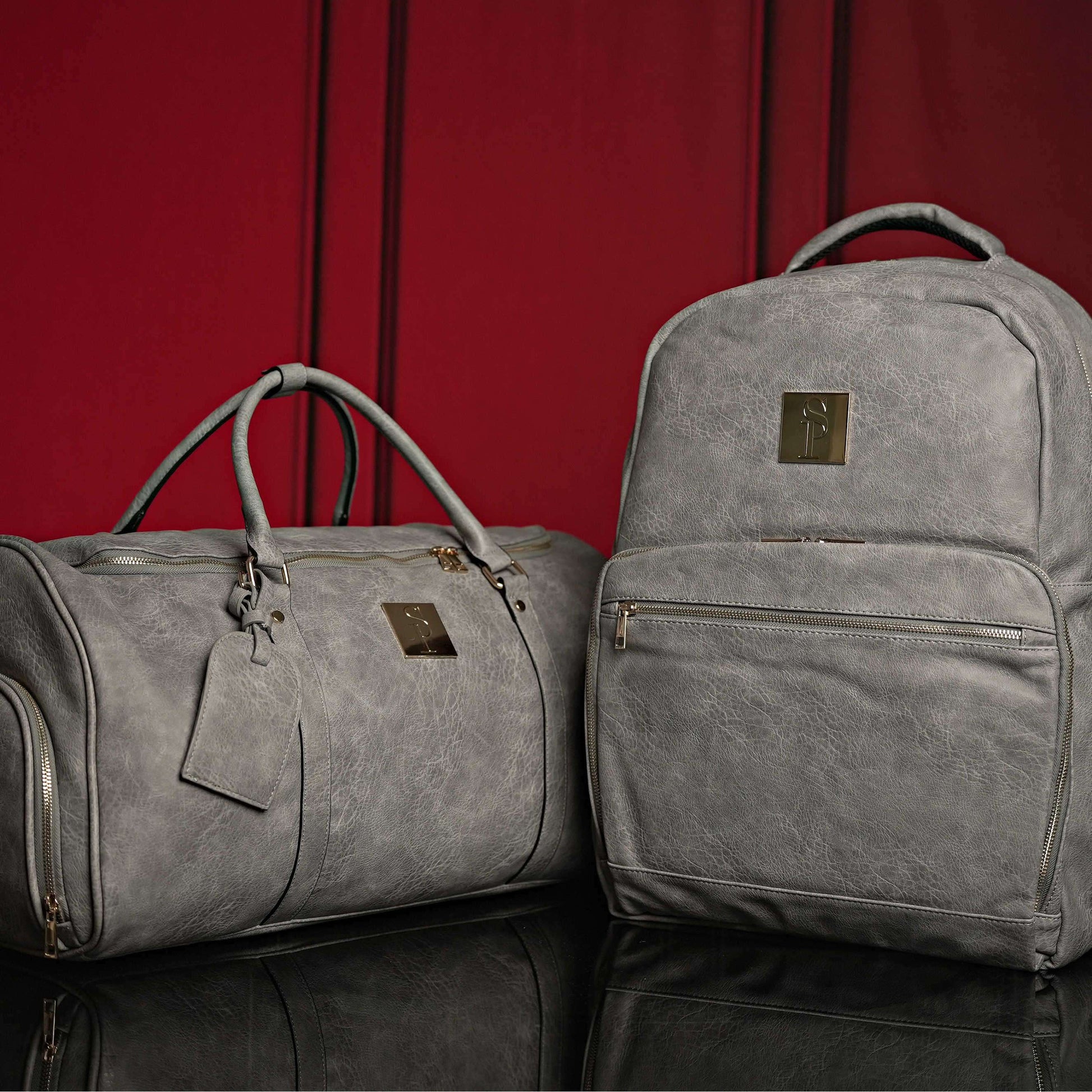 Sole Premise Grey Tumbled Luciano Leather 3 Bag Set