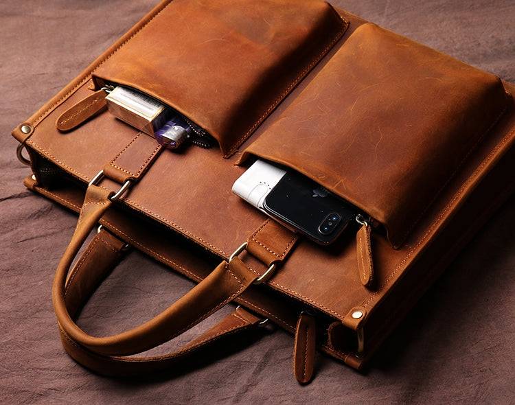 Steel Horse Leather The Dagmar Leather Briefcase - Stiles Supply Co.