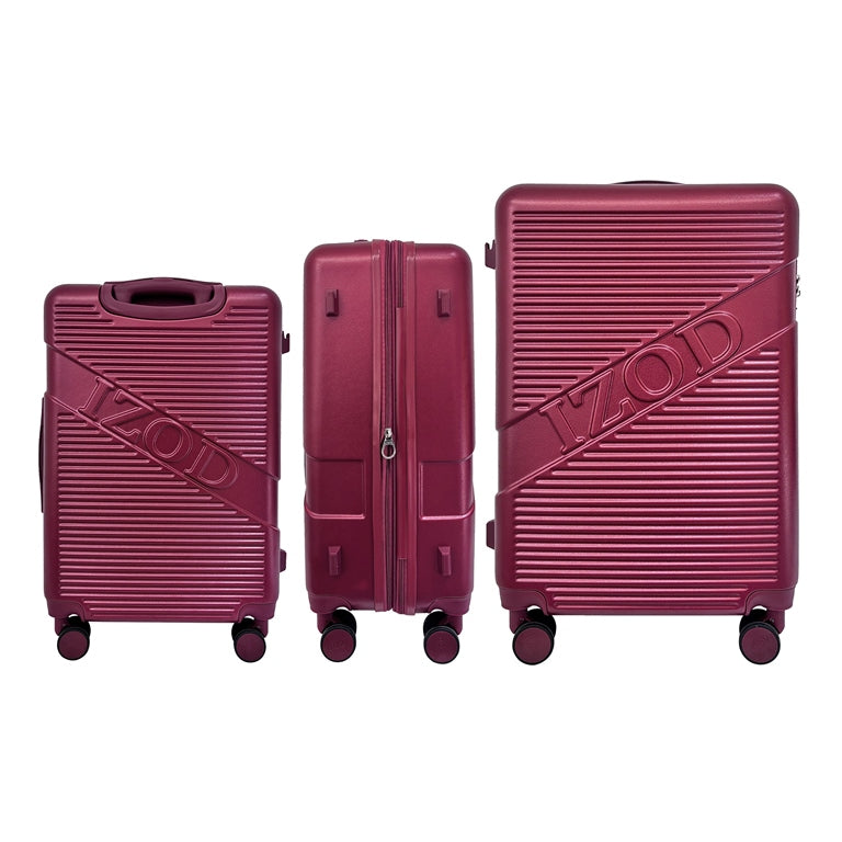 IZOD Harper Expandable ABS Hard shell Lightweight 3 Piece Luggage Set - Stiles Supply Co.