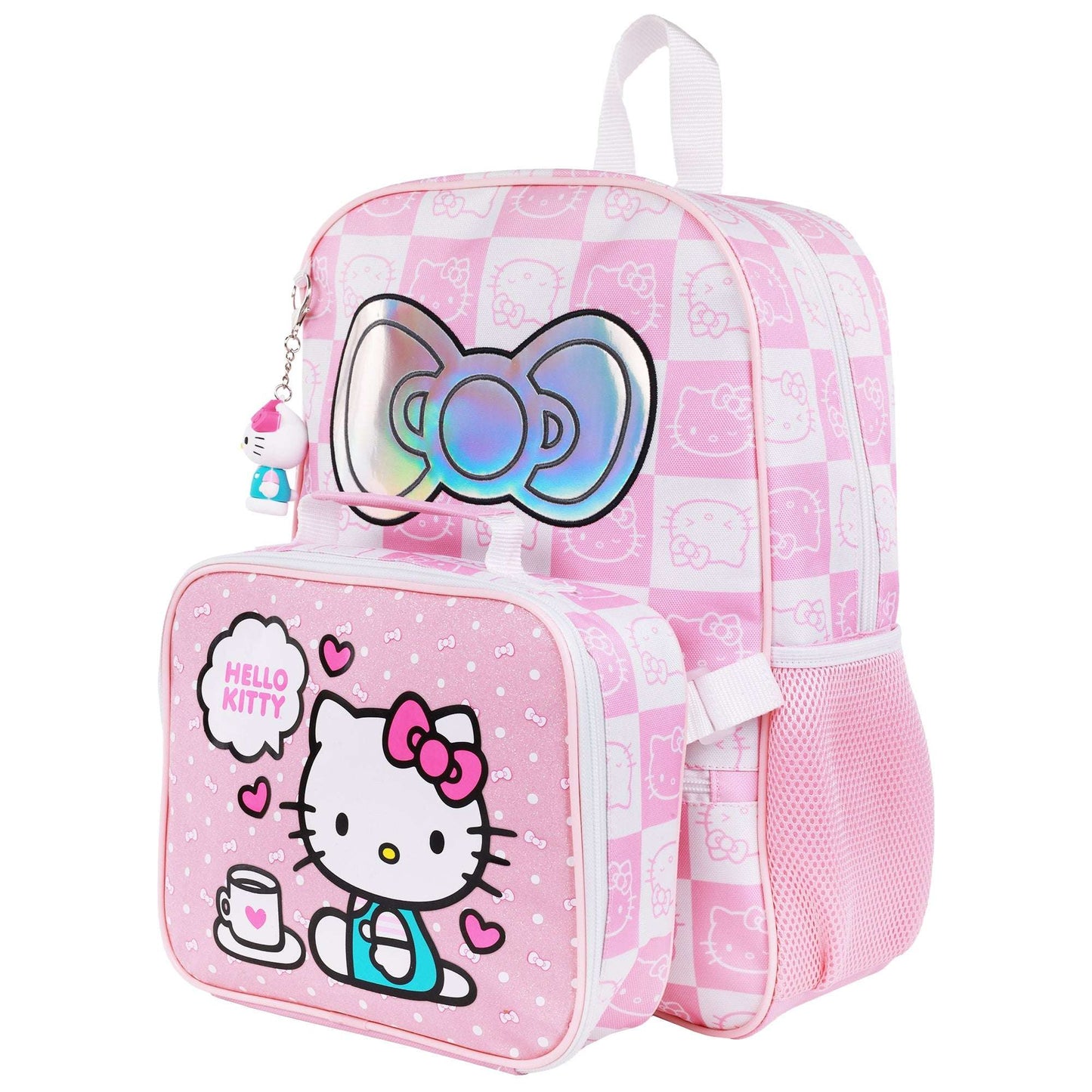 Hello Kitty All-Over Print Backpack with Detachable Lunchbox & 3D Charm - Stiles Supply Co.