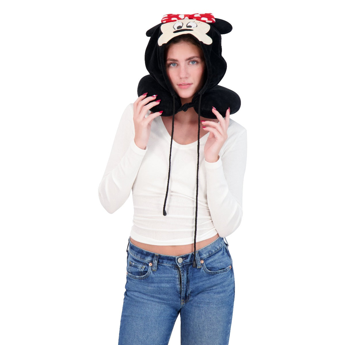 Disney Minnie Mouse Travel Neck Pillow Hoodie, Black - Stiles Supply Co.