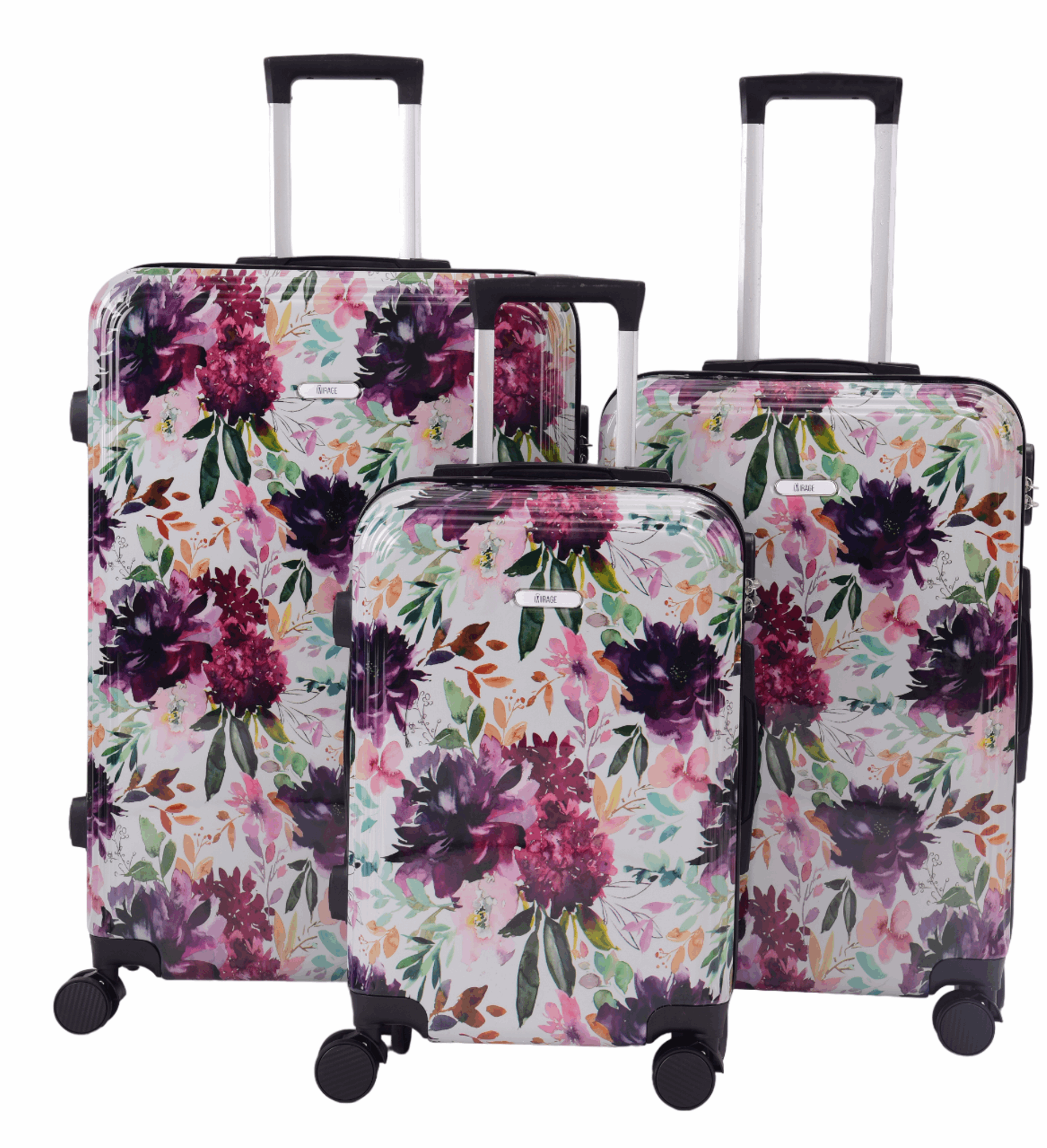 Mirage Paula Floral ABS Hard Shell Lightweight 3 Piece Luggage Set - Stiles Supply Co.