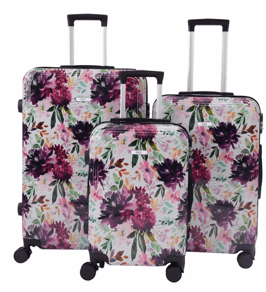Mirage Paula Floral ABS Hard Shell Lightweight 3 Piece Luggage Set - Stiles Supply Co.