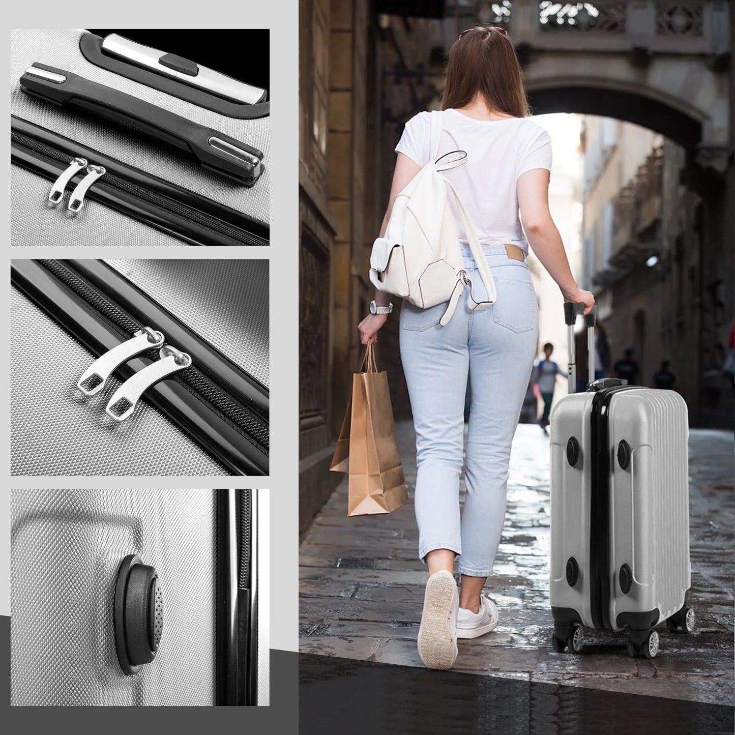 Mirage Polli Hard Shell Lightweight 3 Piece Luggage Set - Stiles Supply Co.