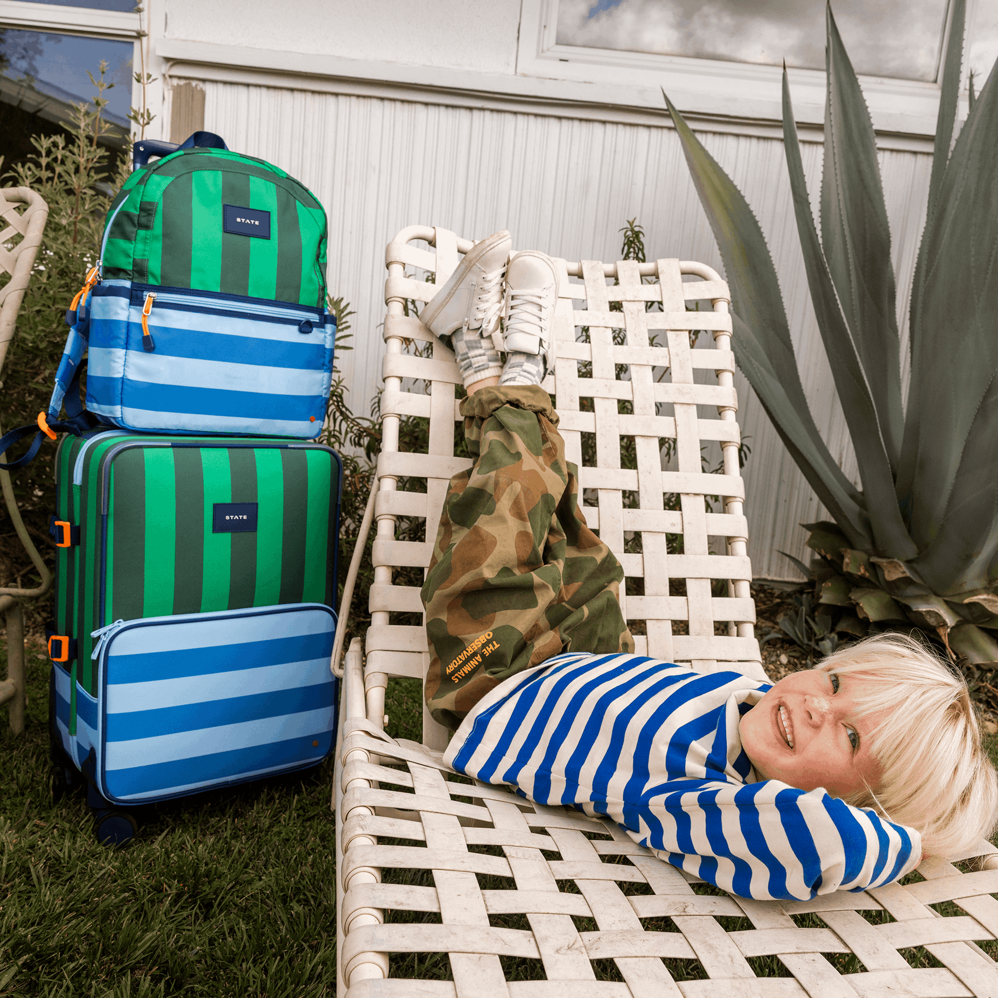 State Bags Stripes Logan Carry-On Suitcase | Limited Edition | Kids - Stiles Supply Co.