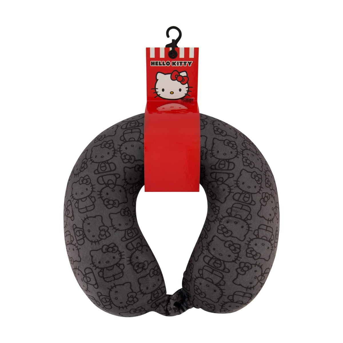 Hello Kitty All Over Icon Memory Foam Travel Neck Pillow, Black - Stiles Supply Co.
