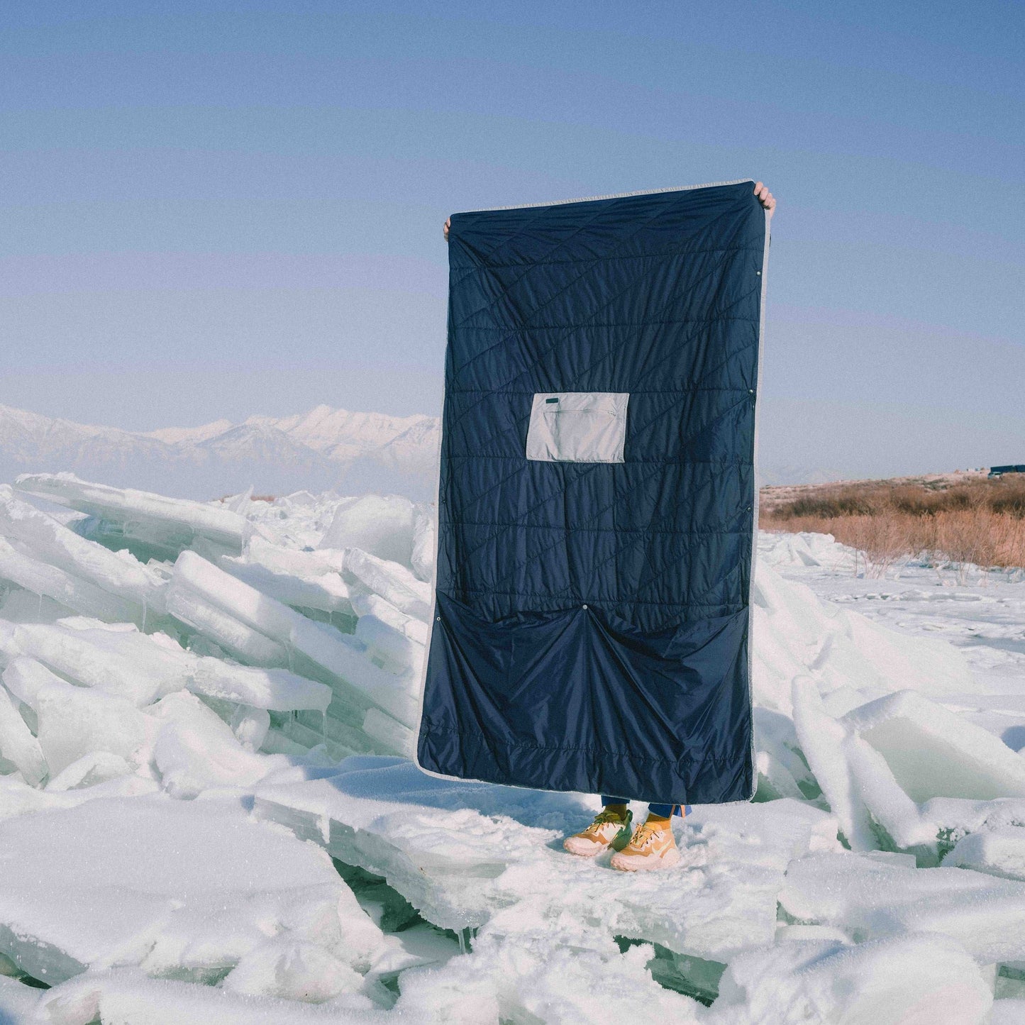 Gravel Layover™ Travel Blanket - Packable & Puffy | Blue - Stiles Supply Co.