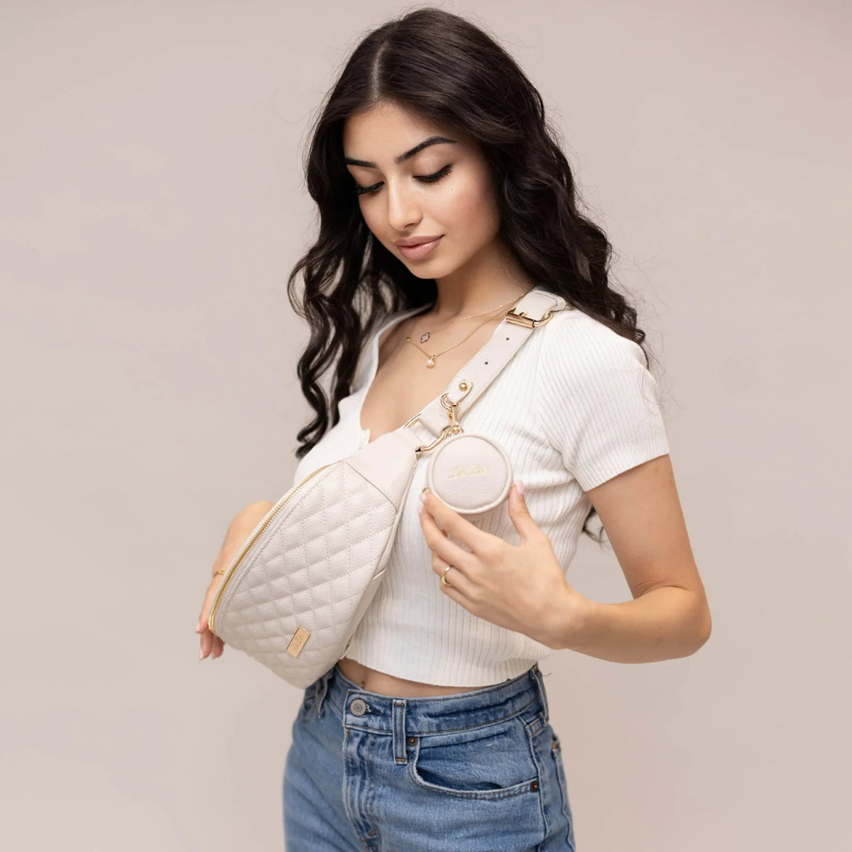 Luli Bebe Crossbody Sling Bag | Pearl White