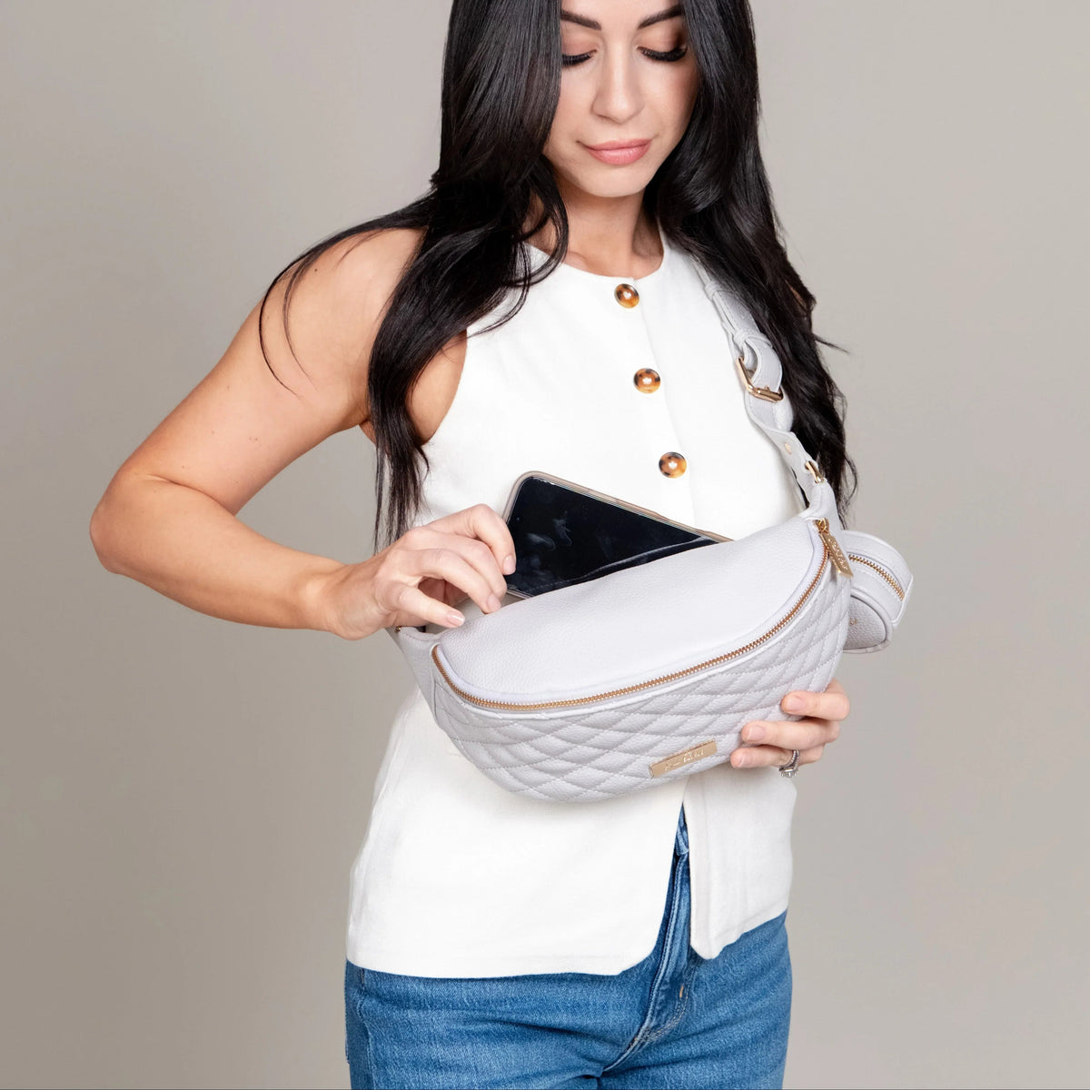 Luli Bebe Crossbody Sling Bag | Stone Grey