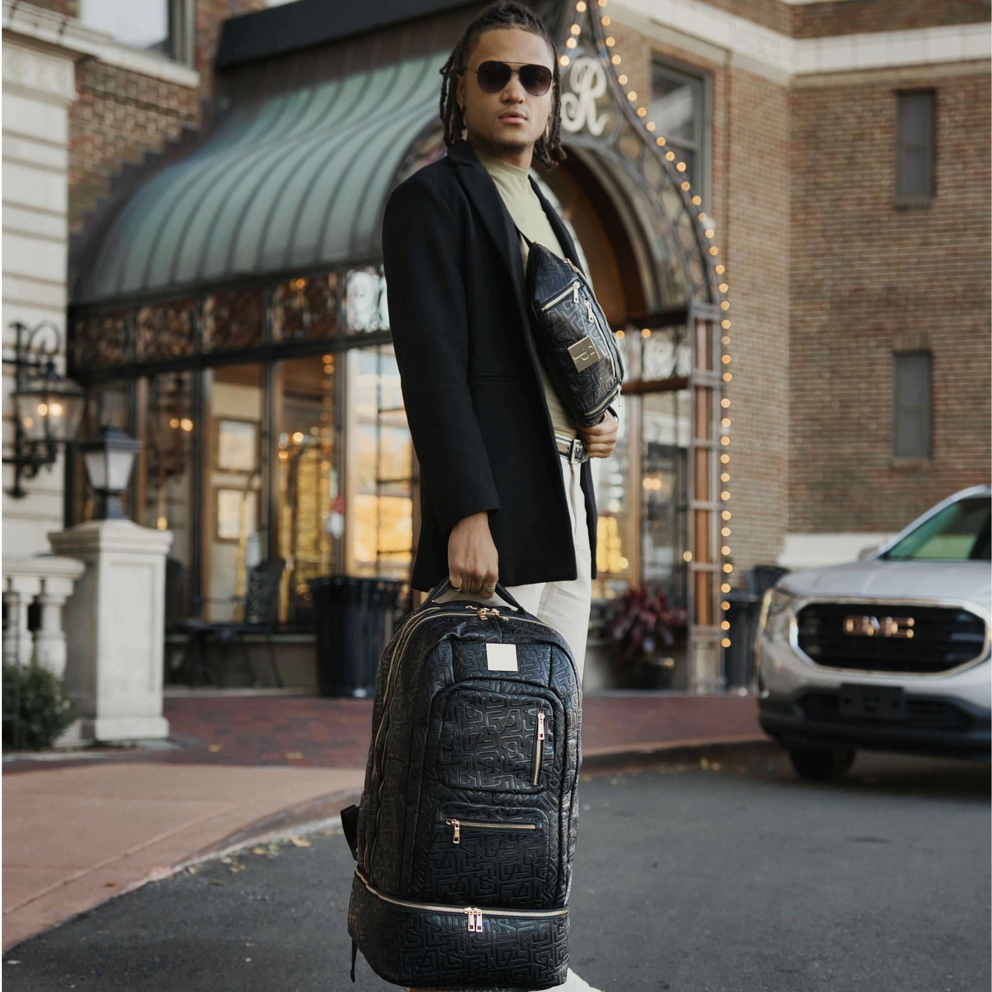 Sole Premise Black Monogram Leather Sneaker Backpack