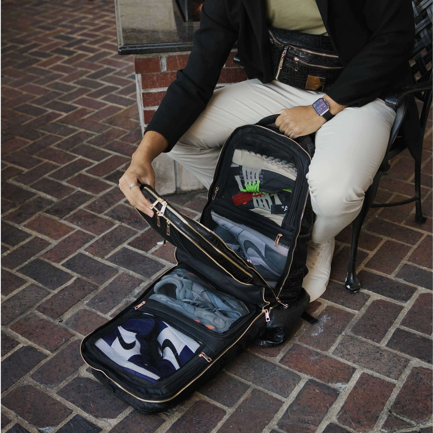 Sole Premise Black Monogram Leather Sneaker Backpack