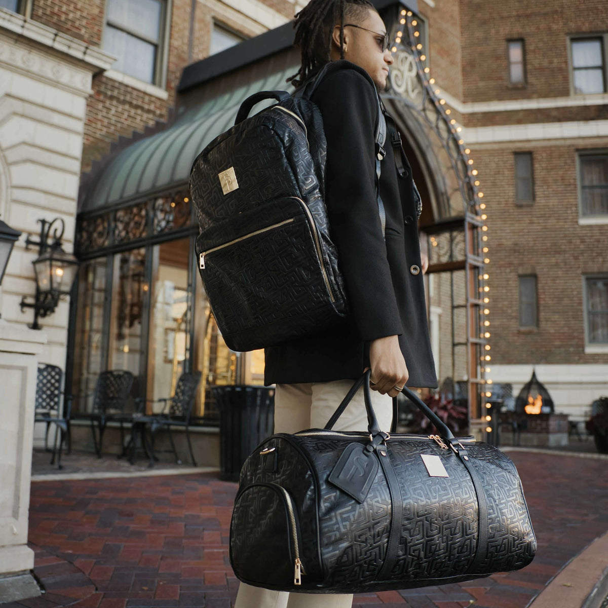 Sole Premise Monogram Leather 2 Bag Set - Black