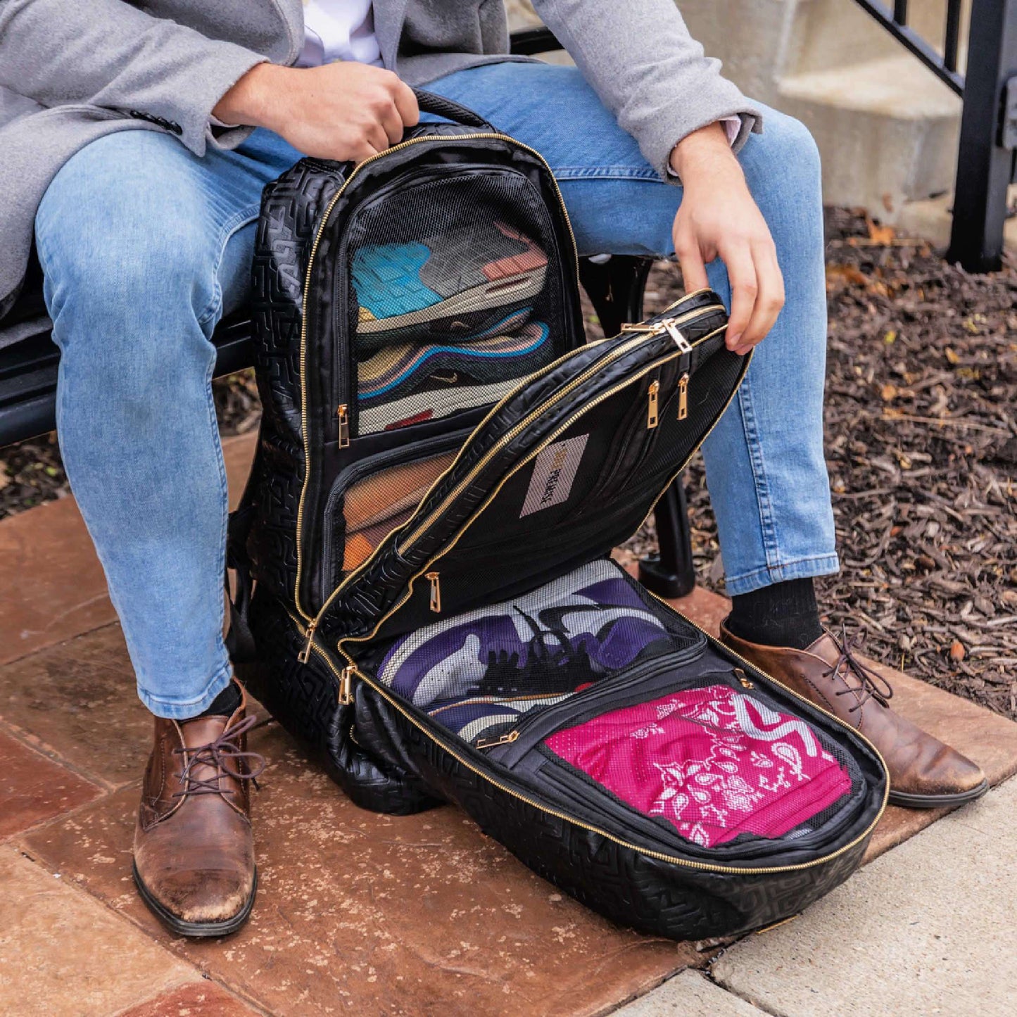 Sole Premise Black Monogram Leather Sneaker Backpack