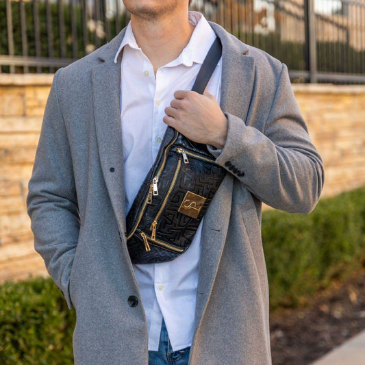 Sole Premise Black Monogram Leather Sling Bag