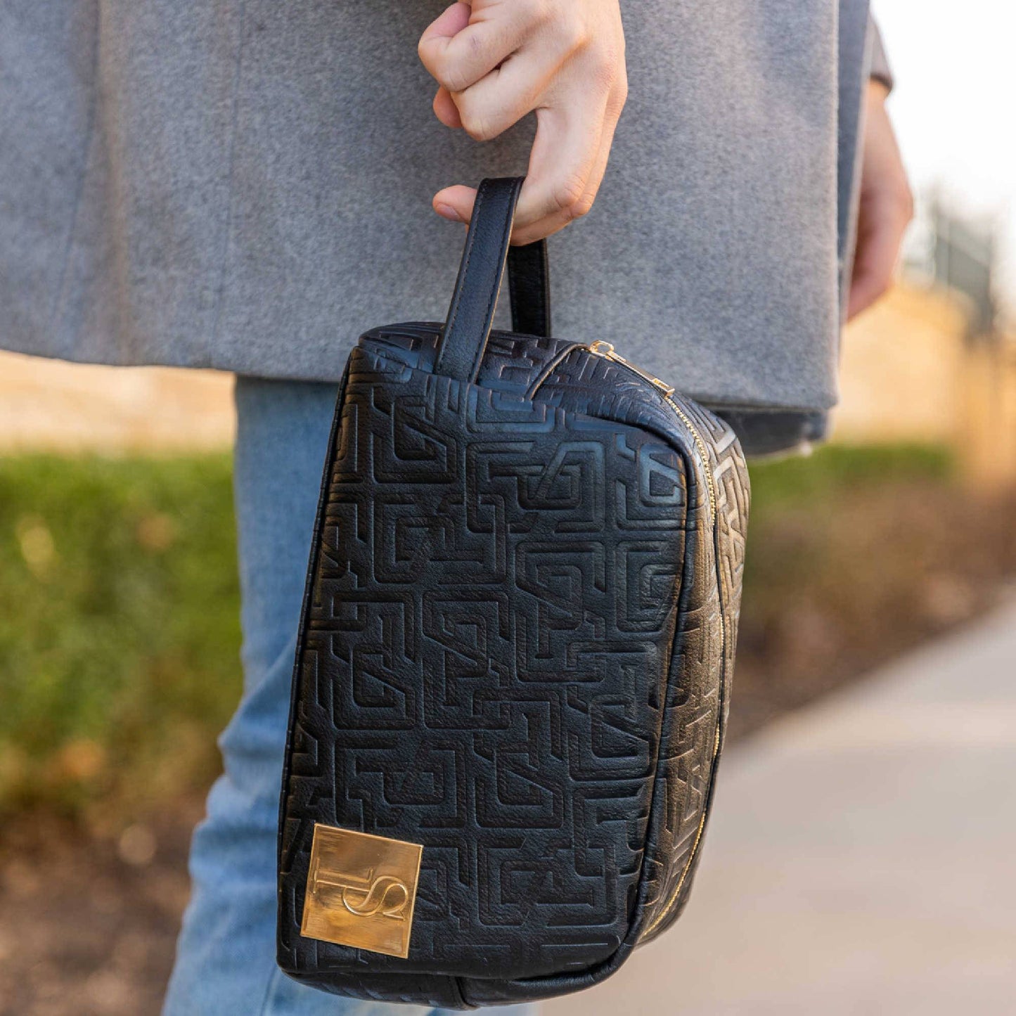 Sole Premise Black Monogram Leather Toiletry Bag