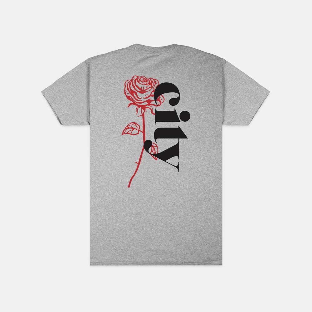Soft-Blend Rose City "P" Tee - Grey - Stiles Supply Co.