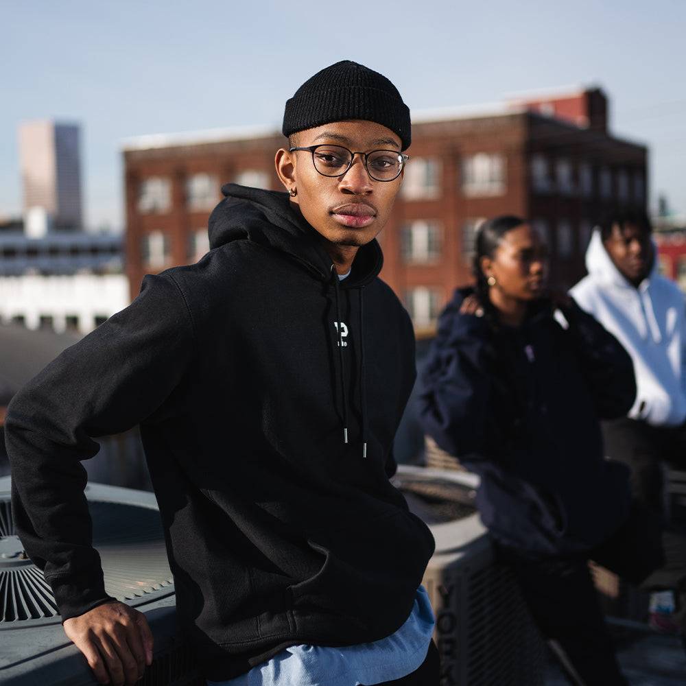 HeavyKnit Centerpiece Hoodie - Black - Stiles Supply Co.