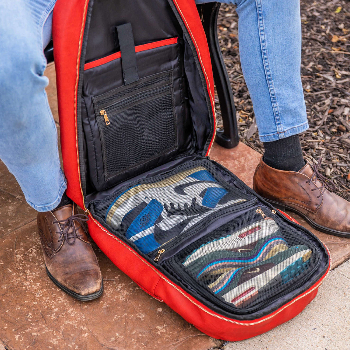 Sole Premise Red Leather Commuter Bag