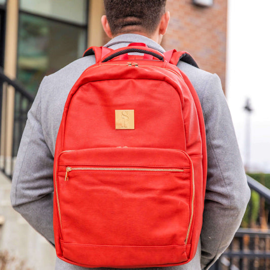 Sole Premise Red Leather Commuter Bag