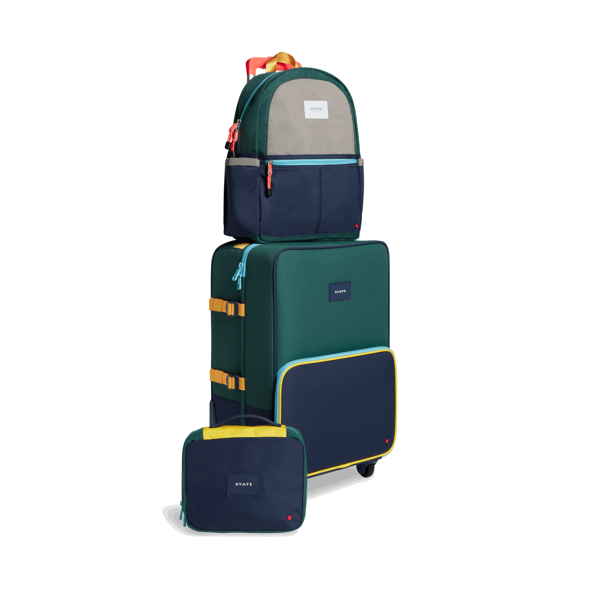 State Bags Green and Navy Logan Carry-On Suitcase | Kids - Stiles Supply Co.