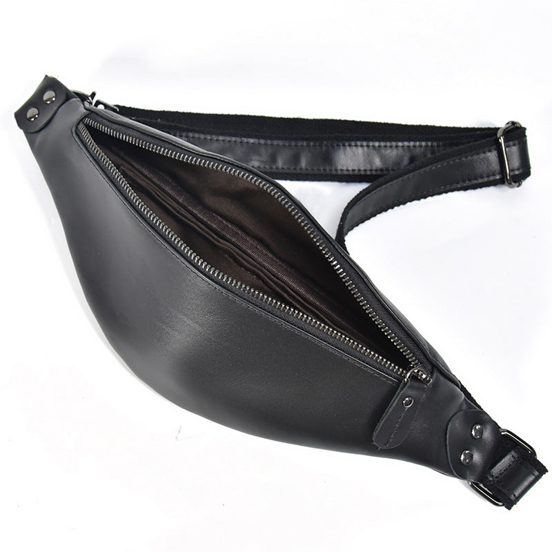Steel Horse Leather Sigrid Smooth Black Leather Waist Bag