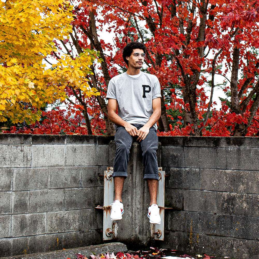 Soft-Blend Rose City "P" Tee - Grey - Stiles Supply Co.