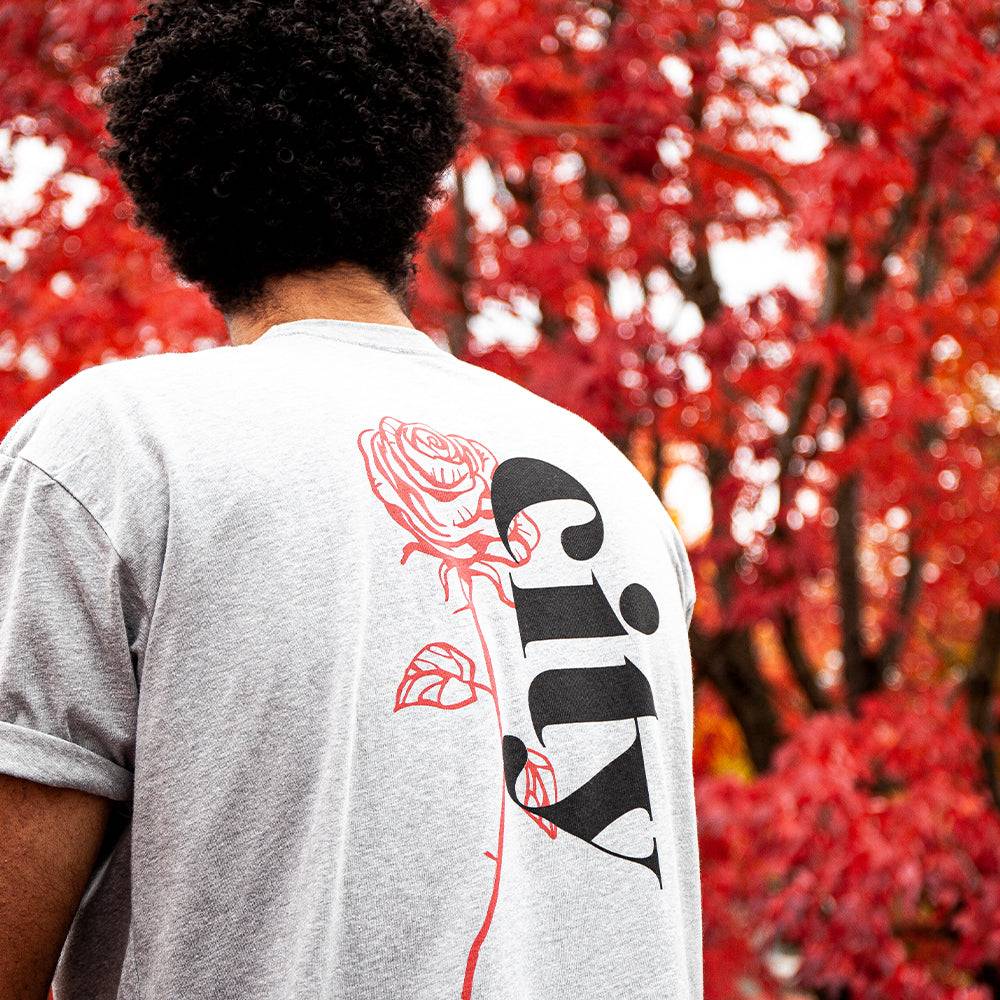 Soft-Blend Rose City "P" Tee - Grey - Stiles Supply Co.