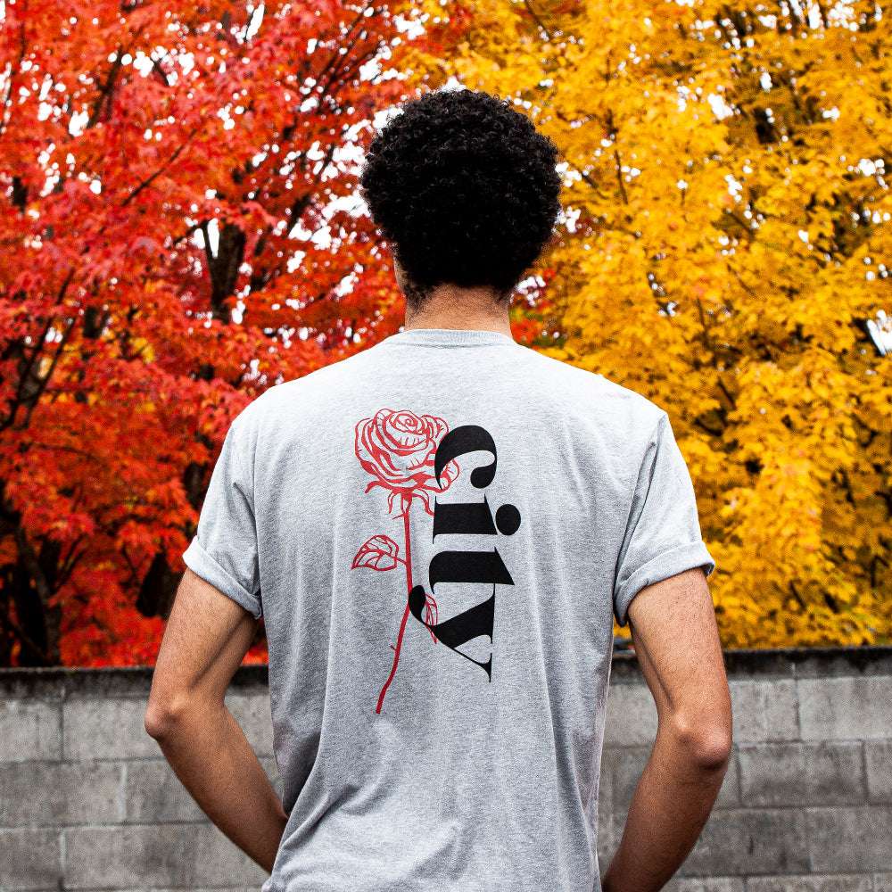 Soft-Blend Rose City "P" Tee - Grey - Stiles Supply Co.