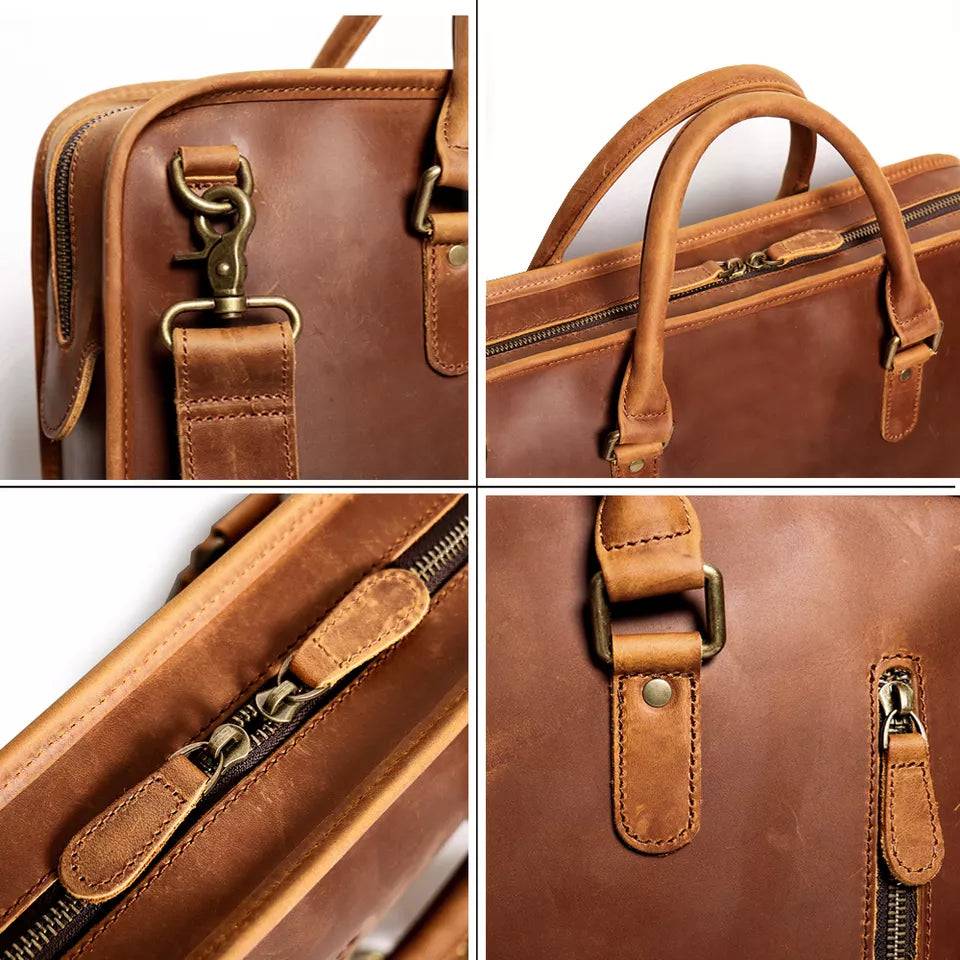 Steel Horse Leather The Hemming Leather Laptop Bag - Stiles Supply Co.