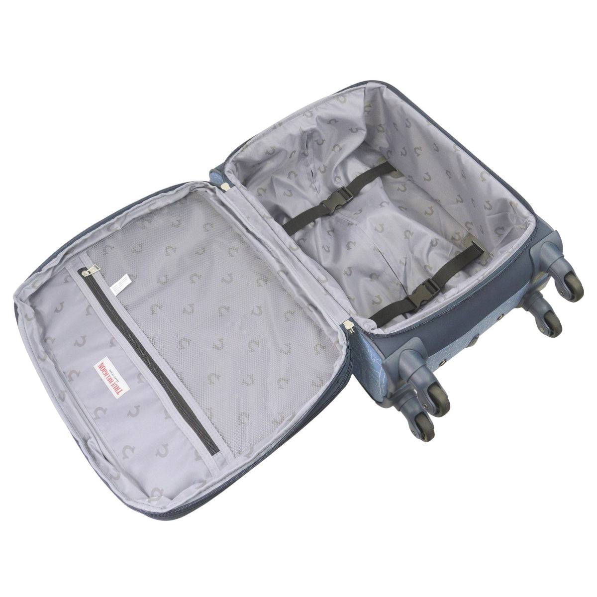 True Religion Blue 23" Soft Sided Expandable Spinner Luggage - Stiles Supply Co.